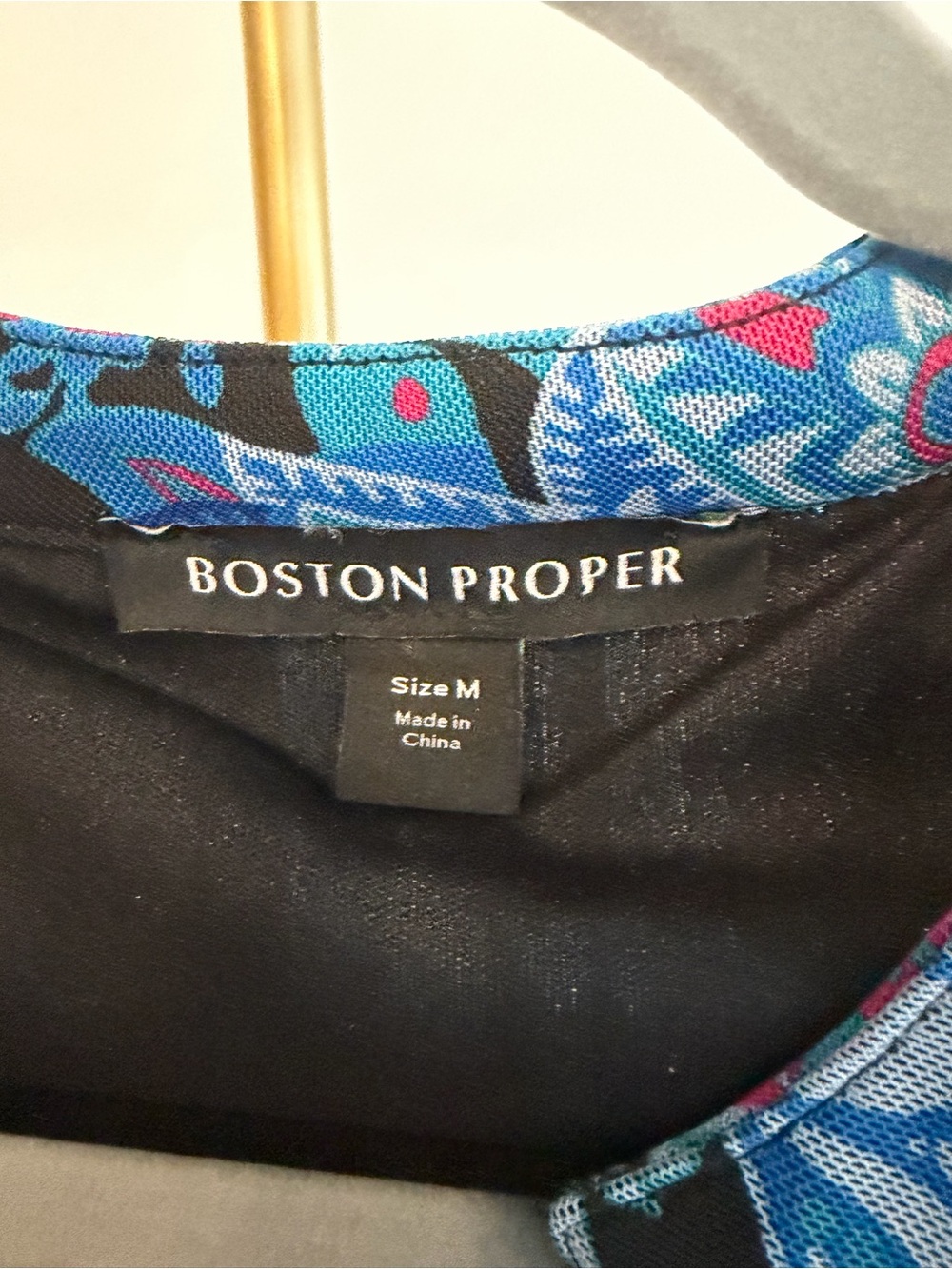 383. Boston Proper Blue Paisley V-Neck Long-Sleeve Blouse - Picture 3 of 3